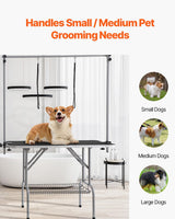 VEVOR Pet Grooming Table, 46 Inch Grooming Station with 2 Height Adjustable Arms, 330LBS Static Load Capacity, Foldable Dog Groom Station with No-Sit Haunch Holder with Loop, for Medium/Small Dogs VEVOR