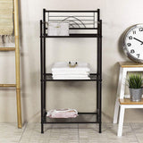 L&H UNICO 3-Tier Free Standing Wire Rack Durable Metal Shelving Storage Unit with Adjustable Feet 4-Hook for Bathroom Laundry Kitchen Office, Black L&H UNICO