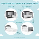 Dream On Me JPMA & Greenguard Gold Certified Odelle 5 in 1 Convertible Crib in Matte Black, Built of Sustainable Pinewood, 3 Mattress Height Settings, Non-Toxic Water-Based Paint Finish Dream On Me