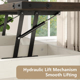 Furnihold Coffee Table 47.3'' Lift Top Coffee Table with Storage, Modern White Coffee Table with Sliding Barn Doors, Farmhouse & Rustic Rectangle Center Table for Living Room, Office, Brown Top Furnihold