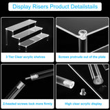 HENABLE Large Acrylic Display Risers, Perfume Stand Organizer, Clear Acrylic Shelf Risers for Display Stands for Food, Tabletop Use, Amiibo Funko POP Figure, 3 Tier Clear Cupcake Stand Risers HENABLE
