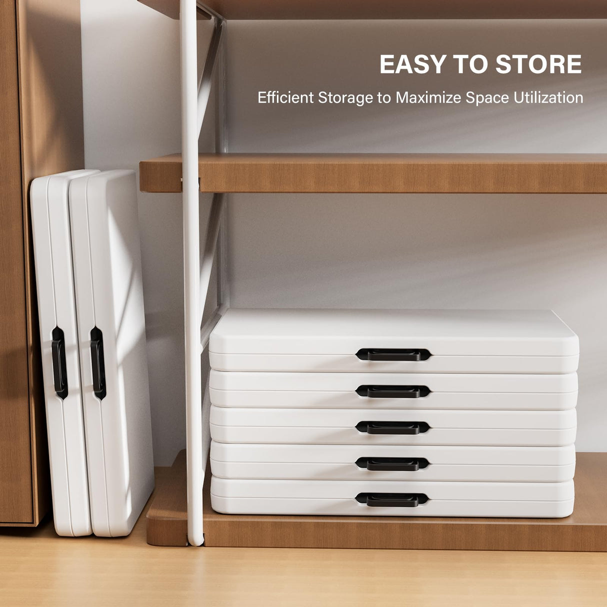 VINGLI 34" Fold in Half Square Table, Bi-Folding Commercial Table, Portable Plastic Dining Card Table for Kitchen or Outdoor Party Wedding Event, White VINGLI