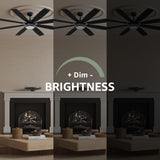 Fanbliss 72 Inch Black Large Ceiling Fans with Lights and Remote Control for Living Room, Modern Ceiling Fan with Quiet Reversible DC Motor, 3CCT, Dimmable LED for Garage, Patio, Indoor, Outdoor Fanbliss