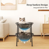 JUNSPOW Double Cat Bed Grey, Breathable Kitty Bed for 2 Cats with 4 Adjustable Feet & Anti-Slip Mats, Easy Assembly Cat Hammock for Multi-cat Household, Indoors & Outdoors, 22.8 in x18.7 in x 18.7 in JUNSPOW