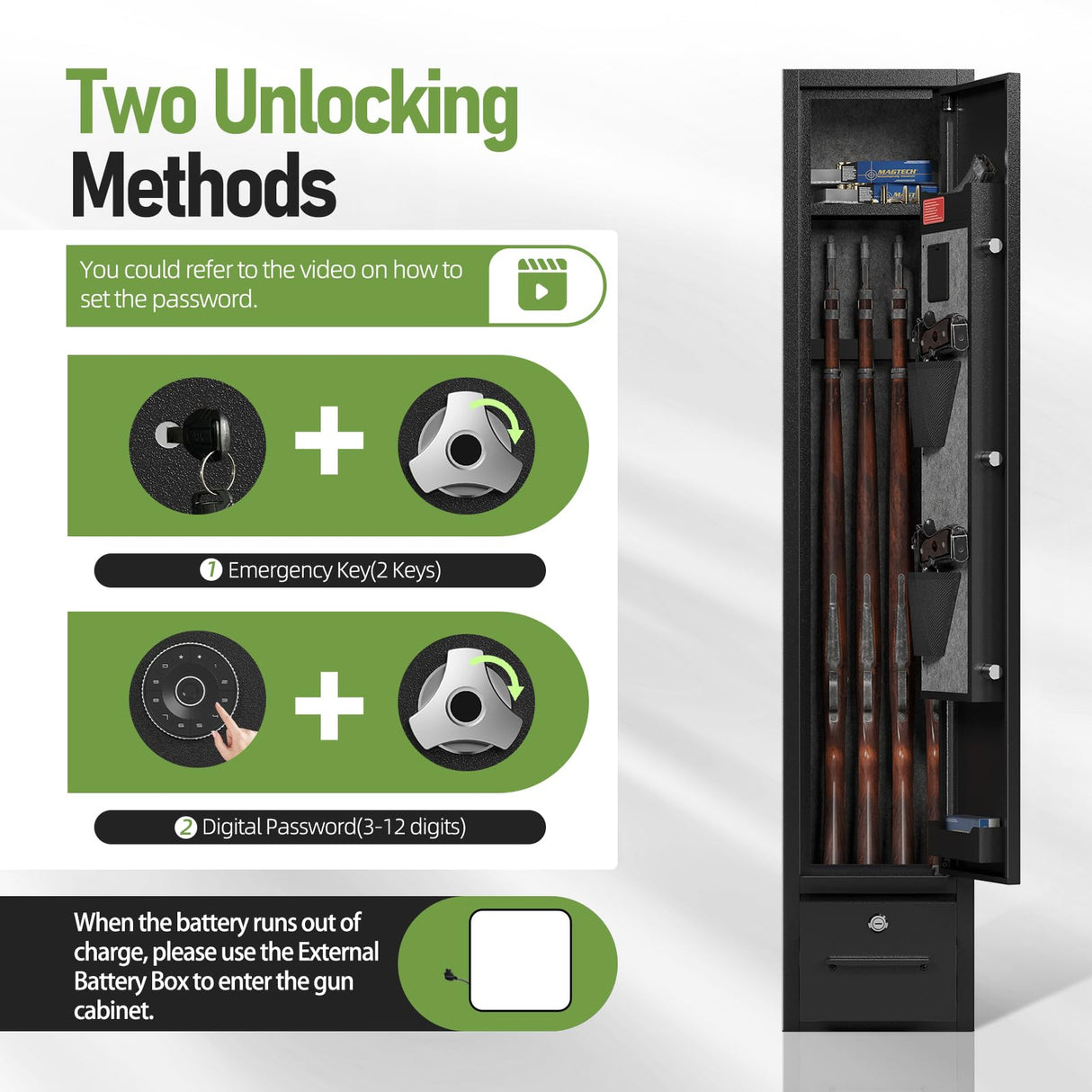 KAER 5-6 Safe,Gun Safe for Rifle and Pistols,Gun Cabinets,Rifle Safe,Gun Safes for Rifle and Shotguns,Gun Safes & Cabinets with Drawer,Indoor Gun Rack,Removable Shelf (S) KAER