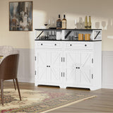 Eltean 42.5" H White Metal Farmhouse Storage Cabinet with Magnetic Doors and Drawer,Sideboard with Adjustable Shelf,Large Capacity Kitchen Pantry Cabinet for Entryway/Living Room/Dining Room Eltean