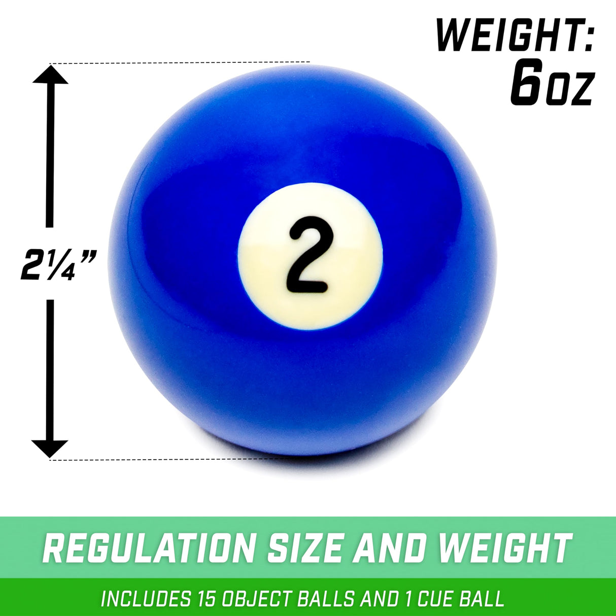 GoSports Regulation Billiards Balls Complete Set of 16 Professional Balls GoSports