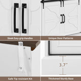 DWVO 63'' Buffet Storage Cabinet, 32'' Tall Farmhouse Sideboard Cabinet with Power Outlets and Sliding Doors, Large Coffee Bar Cabinets for Kitchen, Living Room, White/Brown DWVO