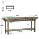 Tribesigns 70.8-Inch Solid Wood Long Console Table, Farmhouse Entryway Table with Storage, Narrow Sofa Table Grey Couch Table for Living Room Entryway Hallway (Gray) Tribesigns