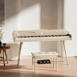 HEXANT Duet Piano Bech with Storage, Solid Wooden Keyboard Bench with PU Leather Padded Cushion for Musical Instrument, Keyboard, Vanity Stool HEXANT