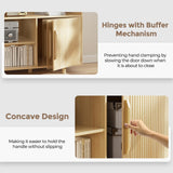 AntsandAnts TV Stand for 70 Inch TV, Fluted Modern Entertainment Center with Storage, Media Console Cabinet w/Adjustable Shelves & Doors, Wood TV Stands for Living Room, Bedroom, Natural Oak AntsandAnts