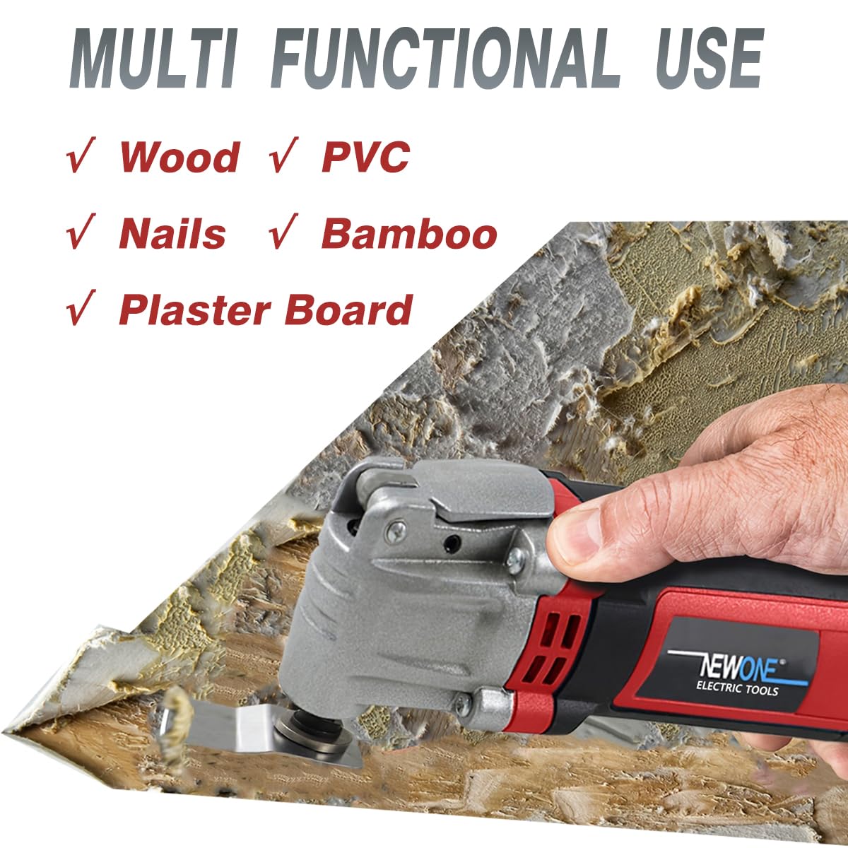 NEWONE Oscillating Tool 4 Amp Oscillating Multi-Tool Kit with 4° Oscillation Angle,6 Variable Speed with 5-piece Electric Multitool Blades & Box NEWONE