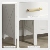 BAZELOR Farmhouse 9 Drawers Dresser for Bedroom, Wood Rustic Wide Dressers with Gold Handles, Wood Chest for Bedroom, Hallway, Entryway, White BAZELOR