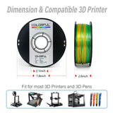 COLORFUL Silk PLA Filament 1.75mm 3D Printer Filament, Dual Color Filament, Shiny Filament 1kg Spool(2.2lbs), Silk 3D Printing Filament, Gold Green colorful