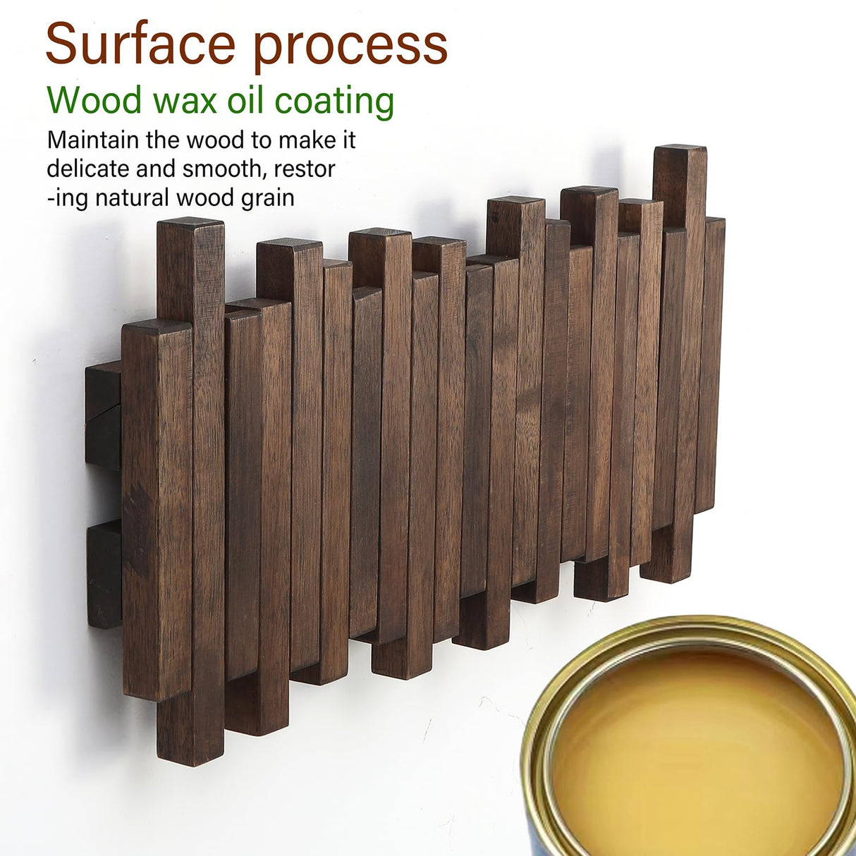 GOGREEBELL Natural Wood Wall Mounted Piano Coat Rack| Coat Rack Wall Mount| Flip Down Wall Hook Rack 5 Hooks| Entryway Coat Rack,Made of Acacia Wood (Walnut Color Dyed with Wood Wax Oil).Wall Art GOGREEBELL