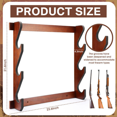 RattanView 2 Pcs Gun Racks Wood Display Rifle Rack Gun Storage Holder Wall Mount for Home or Garage RattanView