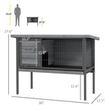 PawHut Rabbit Hutch Elevated Bunny Cage Small Animal Habitat with Metal Frame, No Leak Tray, Metal Wire Pan and Openable Water-Resistant Asphalt Roof for Indoor/Outdoor Gray PawHut