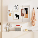 Tangkula Mirrored Medicine Cabinet, Large Wide Wall Mounted Storage Cabinet with 3 Mirror Doors & Adjustable Shelf, Hanging Bathroom Organizer, White, 34.5 x 5 x 25.5 Inches Tangkula