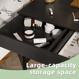 CAIYUN 40Inch Desk with 2 Wooden Drawers,Home Office Desks with Storage, Simple Modern Kids Desk, Vanity Desk for Bedroom, Work Study Writing Desk Table for Small Spaces (Black, Wooden) CAIYUN