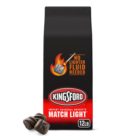 Kingsford Match Light Instant Charcoal Briquettes, BBQ Charcoal for Grilling, Ready in 10 Minutes, No Lighter Fluid or Starter Needed, 12 lbs Kingsford