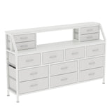 DrawXynth White Dresser for Bedroom, 55" TV Stand with 14 Drawers, Long Dresser & Chests of Drawers with Shelves & Sturdy Metal Frame & Wood Top DrawXynth