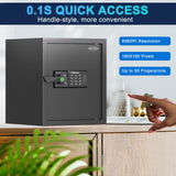 Mutak Smart Home Safe 1.5 Cub Biometric Safe Box, Quick-Access with Fingerprint Recognition Handle, Keys, Digital Keyboard, & Type-C Port, Equipped with Fireproof Bag&Alarm System, Bright LED Mutak