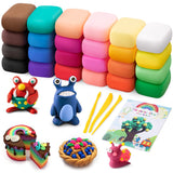 Air Dry Clay, 24 Colors Modeling Clay Kit with 3 Sculpting Tools, Magic Foam Clay for Kids and Adults, DIY Molding Clay Gift for Boys and Girls Exptolii