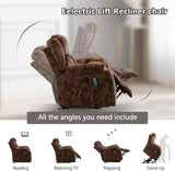 IOMOR Large Power Lift Recliner with Massage and Heat for Elderly, Electric Reclining Chair with USB Port, 2 Hidden Cup Holders, Side Pockets (1, Brown) IOMOR