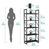 YITAHOME 5 Tiers Bookshelf, Artsy Modern Bookcase, Book Rack, Storage Rack Shelves Books Holder Organizer for Books/Movies in Living Room/Home/Office - Black YITAHOME