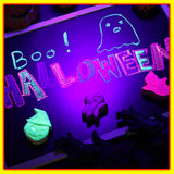 Fullhawl 12 Pcs 6 Color Halloween Chalk Ghost Glow in the Dark UV Neon Sidewalk Chalk Black Light Party Supplies for Halloween Party Gifts Painting Drawing on Chalkboard Playground Fullhawl