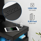 HOMMPA LED TV Stand with Power Outlets for 70/65/60/55 inch TV Modern Entertainment Center with Storage, Gaming TV Consoles with LED Lights Game Cabinet for Living Room Grey& Black HOMMPA