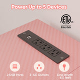 Bestier 52" Gaming Desk with Integrated Power Outlet & USB Ports, L-Shaped Computer Desk with LED Strip & Headphone Hooks, Perfect for Home Office Pink Bestier