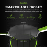 JumpFlex SMARTSHADE Soft Outdoor Trampoline Shade Canopy Cover for Sun Protection, Compatible with Hero 14' Model ONLY, Trampoline NOT Included, Black Jumpflex