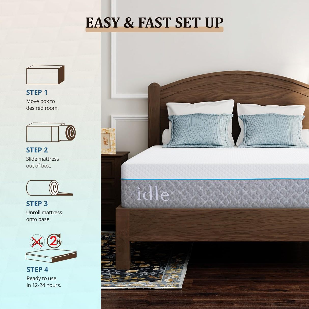 EGOHOME California King Mattress 12 Inch Cooling Gel Memory Foam, Fiberglass Free, Mattress Bed in a Box for Back Pain Relief, Medium Firm, CertiPUR-US Certified, 72”x84”x12”, White EGOHOME