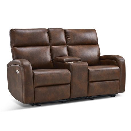 MCombo 65.7" Zero Wall Recliner Loveseat with Console, 2-Seat Power Wall Hugger Sofa with Cup Holders, USB & Type-C Dual Charge Ports, for Living Room, RV PR646M2 (Dark Brown, Loveseat with Console) MCombo
