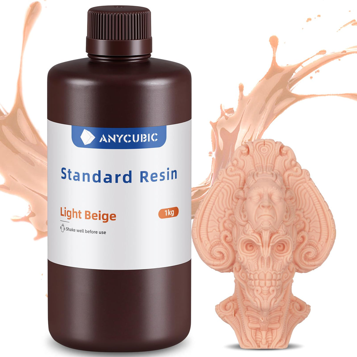 ANYCUBIC 3D Printer Resin, 405nm LCD UV-Curing 3D Resin, High Precision & Rapid Photopolymer Resin for LCD/DLP/SLA Resin 3D Printer (Light Beige, 1kg) ANYCUBIC