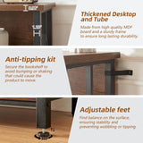 HOMISSUE Bookshelf, 4-Tier Rustic Short Bookshelf, Industrial Shelf Bookcase with Engineered Wood Shelves, Low Bookcase with Storage, Small Shelf for Living Room, Bedroom and Office, Rustic Brown HOMISSUE