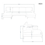OMMGG 107.9” U Shaped Sectional Sofa with Double Extra Wide Chaise, Seat Cushions & Removable Back, for Living Room, Office, Apartment OMMGG