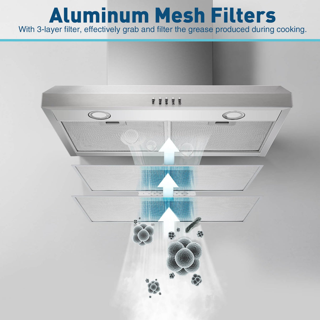 SNDOAS Under Cabinet Range Hood,Range Hood 30 inch Under Cabinet Stainless Steel Brushed,Ductless Range Hood Alterable to Ducted Ventilation,Stove Hood and Oven Vent Hood for Kitchen Cabinet SNDOAS