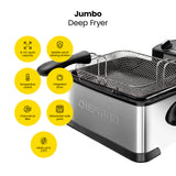 Chefman 4.5 Liter Deep Fryer w/Basket Strainer, XL Jumbo Size, Adjustable Temperature & Timer, Perfect for Fried Chicken, Shrimp, French Fries, Chips & More, Removable Oil-Container, Stainless Steel Chefman