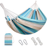 Brazilian Hammock with Tree Straps - Canvas Hammocks Portable Hammock with Carry Bag for Backyard, Porch, Outdoor and Indoor Use Blue & Green INNO STAGE