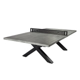 JOOLA Berkshire Outdoor Table Tennis Table - Multi Use Conference Table Dining Table - Concrete Gray Wood Look Includes Steel Outdoor Ping Pong Net Set & Frame - Hybrid Indoor Outdoor Ping Pong Table JOOLA