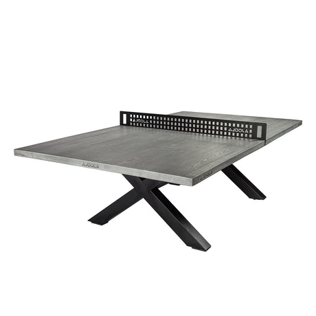 JOOLA Berkshire Outdoor Table Tennis Table - Multi Use Conference Table Dining Table - Concrete Gray Wood Look Includes Steel Outdoor Ping Pong Net Set & Frame - Hybrid Indoor Outdoor Ping Pong Table JOOLA