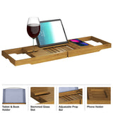 Acacia Bathtub Tray - Natural Wood Tray with Extended Sides, Wine Glass Holder, Book, Phone, or Tablet Rest - for Bath Accessories by Home-Complete Home-Complete
