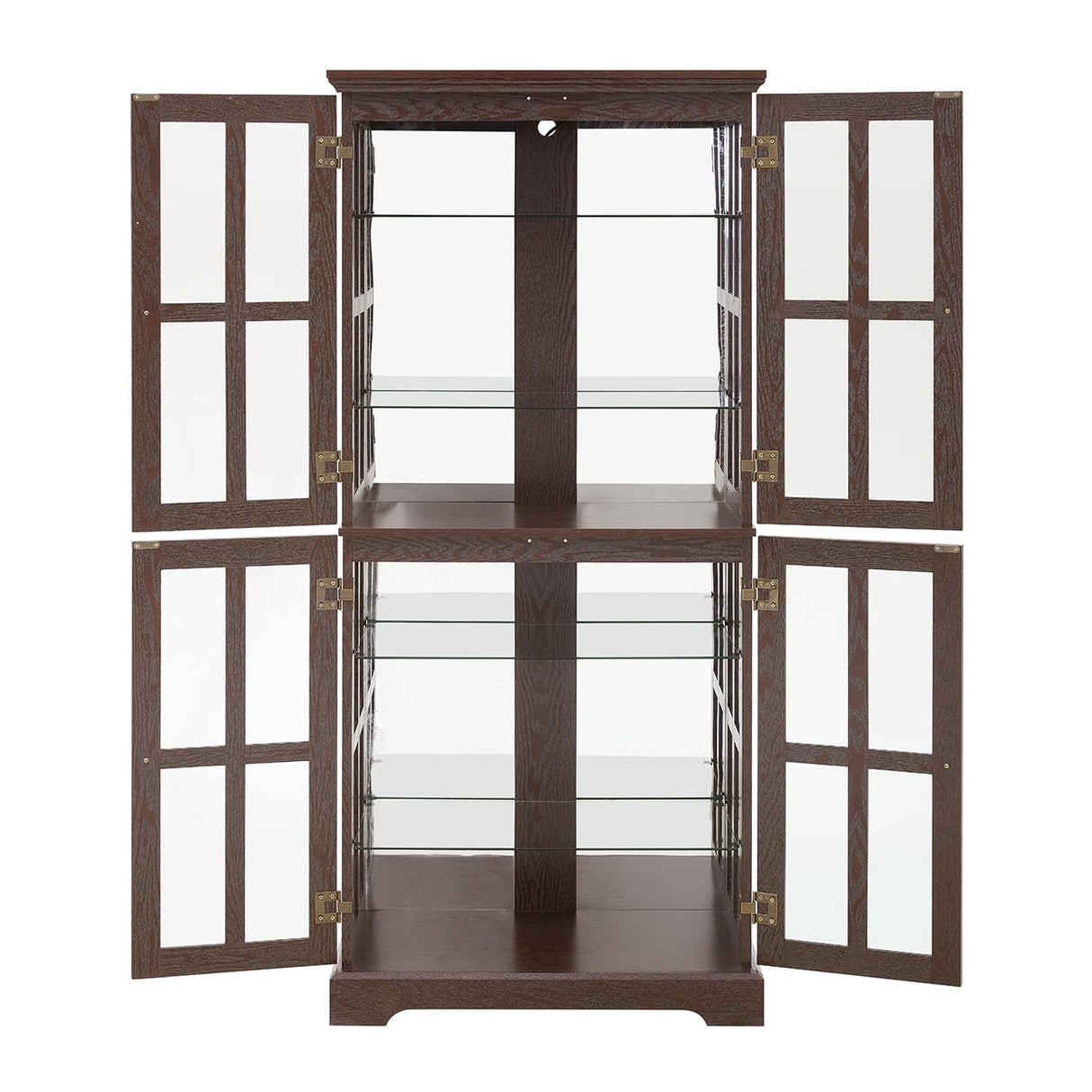 YiaFurio Antique Display Cabinet with Glass Doors & Lights & Adjustable Shelves,Corner Curio Cabinet with Wood Frame for Kitchen,Living Room,Office Light Bulb Include YiaFurio