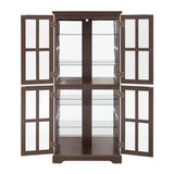 Lighted Glass Curio Cabinet with Lights & Adjustable Shelves,Curio Display Cabinet with Wood Frame & Glass Door,Corner Antique Display Case for Kitchen,Living Room,Office YiaFurio