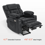 MCombo Dual Motor Small Power Lift Recliner Chair for Elderly, Lay Flat Lift Chair with Heat and Massage, Petite Lift Chair, Cup Holders, Faux Leather 7893 (Black, Small) MCombo
