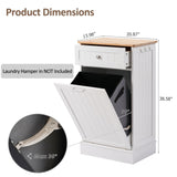Spurgehom 13 Gallons Tilt Out Trash Cabinet Kitchen Waste Bins Free Standing Laundry Hamper Recycling Cabinet Trash Can Holder with Hideaway Drawer Pet Proof Trash Can for Living Room, White Spurgehom