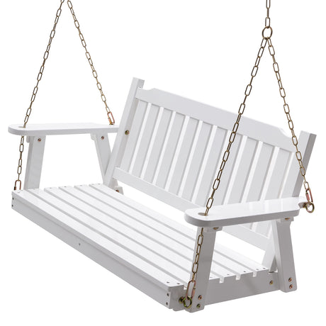 Anraja Wooden Porch Swing 2-Seater, Bench Swing with Hanging Chains, Heavy Duty 800 LBS, for Outdoor Patio Garden Yard,4 Ft,White Anraja