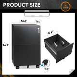 DEVAISE 2-Drawer Mobile File Cabinet with Lock, Commercial Vertical Cabinet in Black DEVAISE